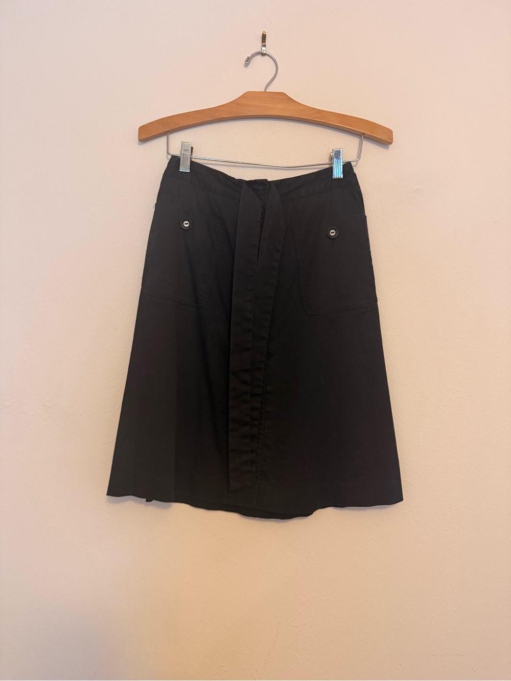 Milly Black A-Line Skirt with Front Tie